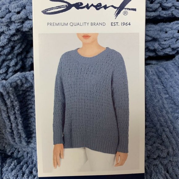 Seven 7 Women Sweater Size XX Large Blue/periwinkle Textured Chenille Pullover‎ - Picture 1 of 8